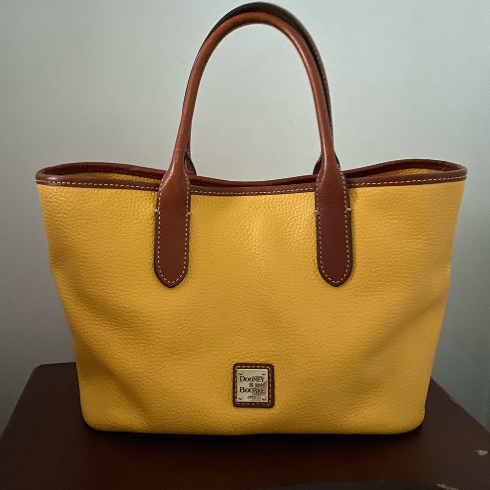 Dooney & Bourke Brielle Yellow Pebble Leather Top Handle Shoulder Bag Tote Purse